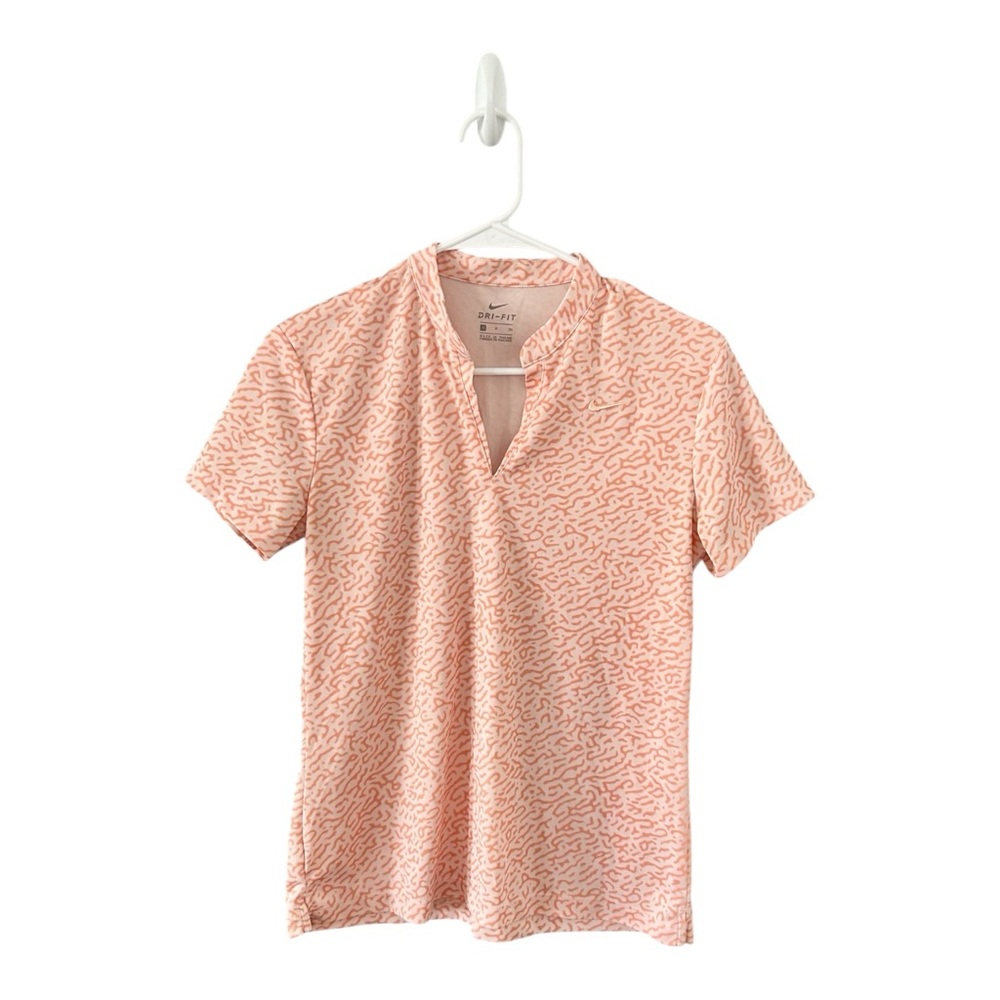 NIKE Dri-Fit Orange Coral Animal Print Golf Top